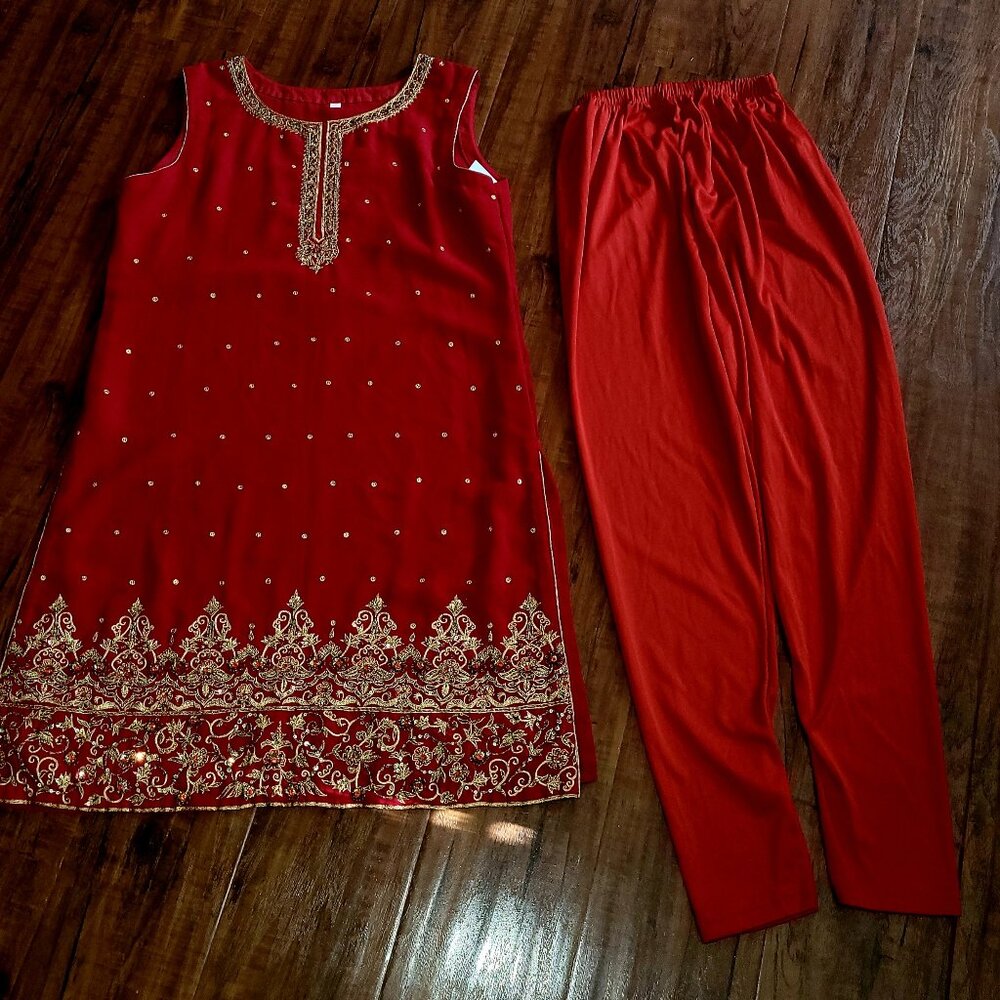 Red tunic and pants